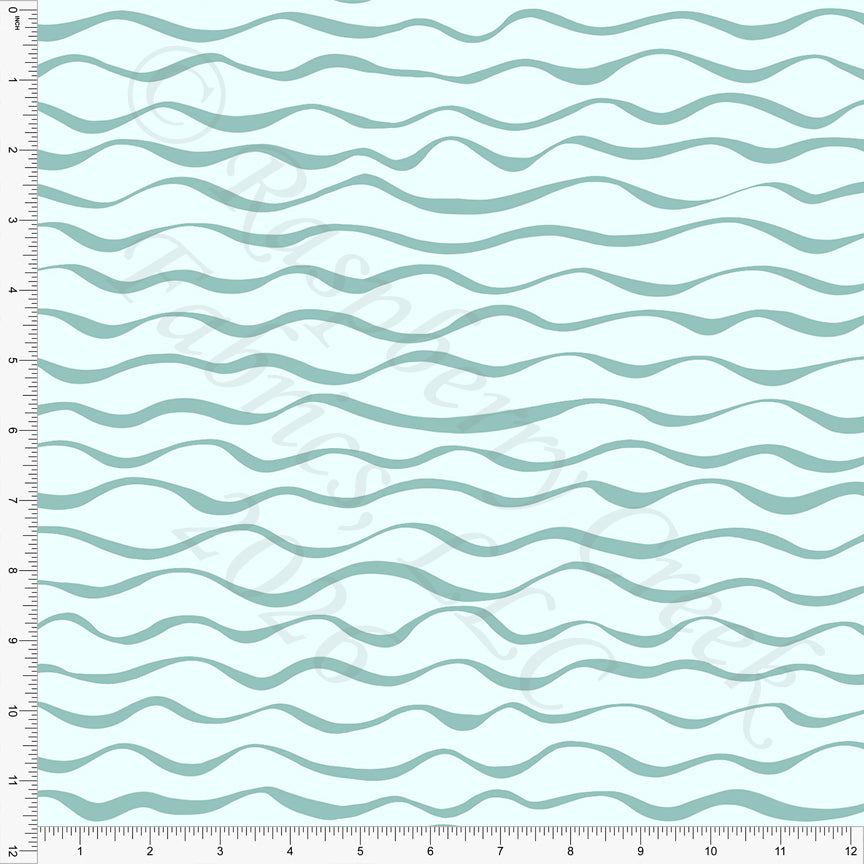 Tonal Mint Waves Fabric, Beachy by Brittney Laidlaw for CLUB Fabrics