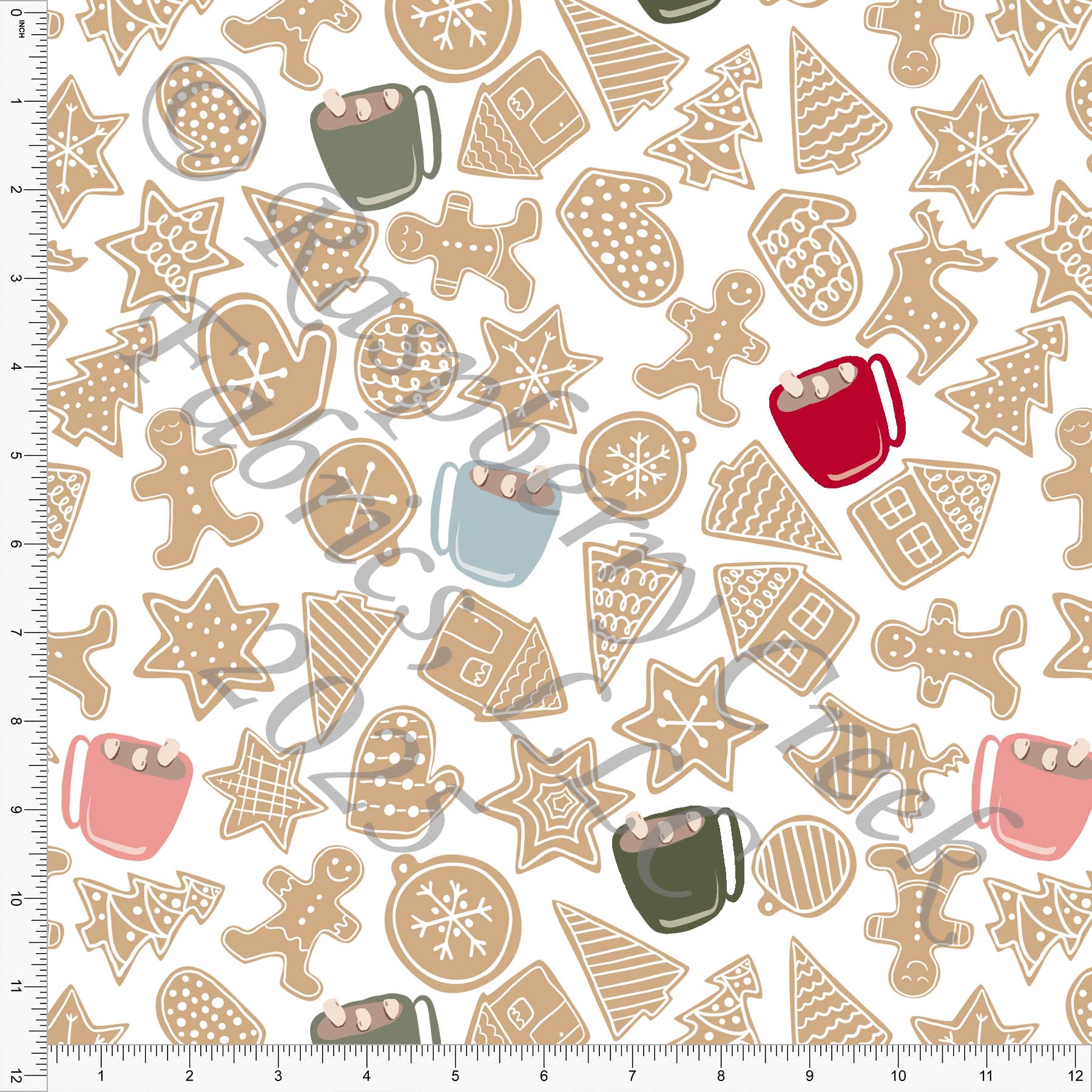 Cookies and Cocoa Khaki Red Olive FaLaLaMingo Christmas by Brittney Laidlaw for Christmas 2025 CLUB Fabrics