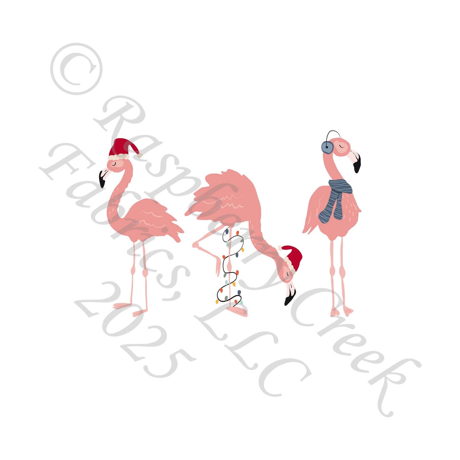 Flamingo Friends Panel Light Salmon Red FaLaLaMingo Christmas by Brittney Laidlaw for Christmas 2025 CLUB Fabrics