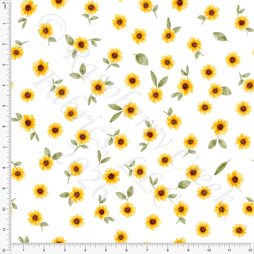 Mustard Sage Brown Sunflowers, Fall Florals by Brittney Laidlaw for CLUB Fabrics