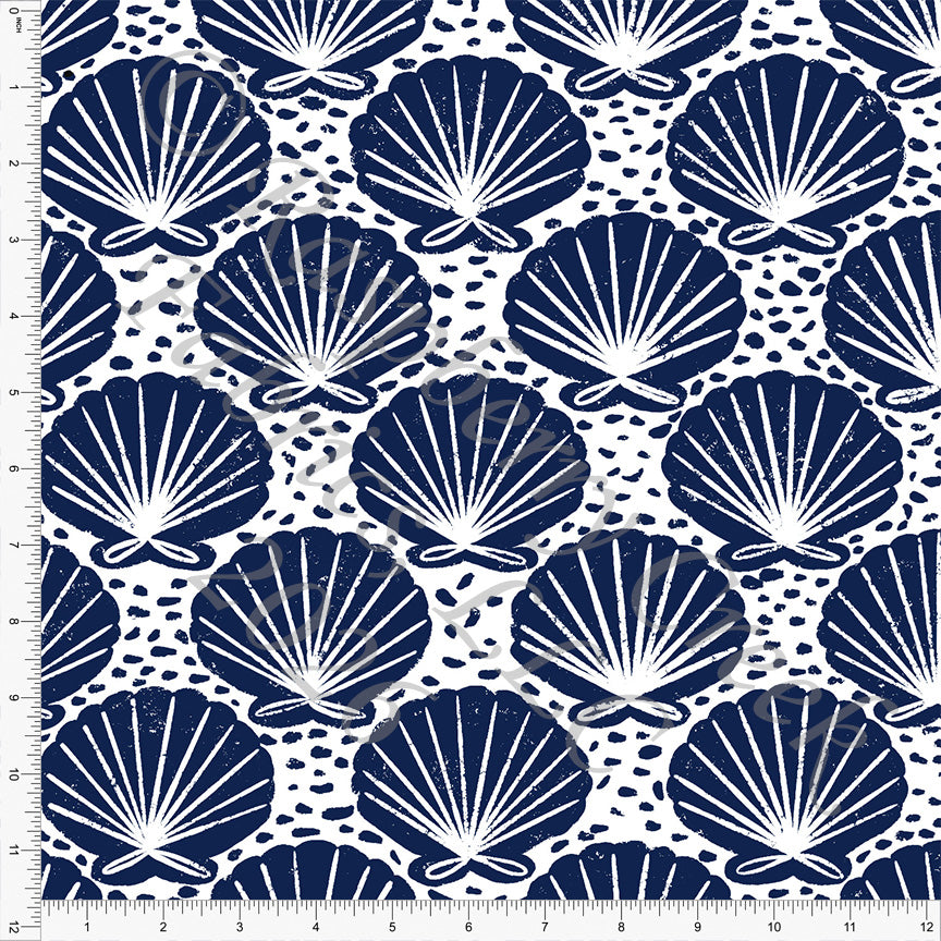 Minimal Navy Seashells, Ocean by Brittney Laidlaw for CLUB Fabrics