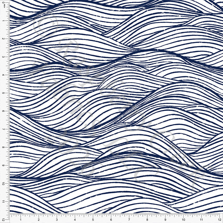 Minimal Navy Waves, Ocean by Brittney Laidlaw for CLUB Fabrics