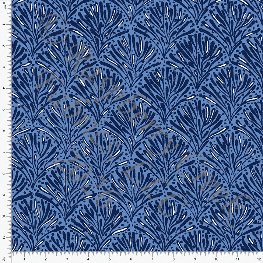 Navy Periwinkle Blue Seaweed, Ocean by Brittney Laidlaw for CLUB Fabrics