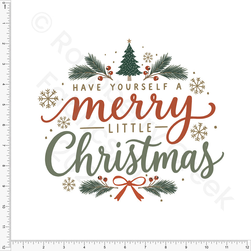Rust Hunter Green Deep Sage Merry Little Christmas Panel, Woodland Noel by Brittney Laidlaw for CLUB Fabrics