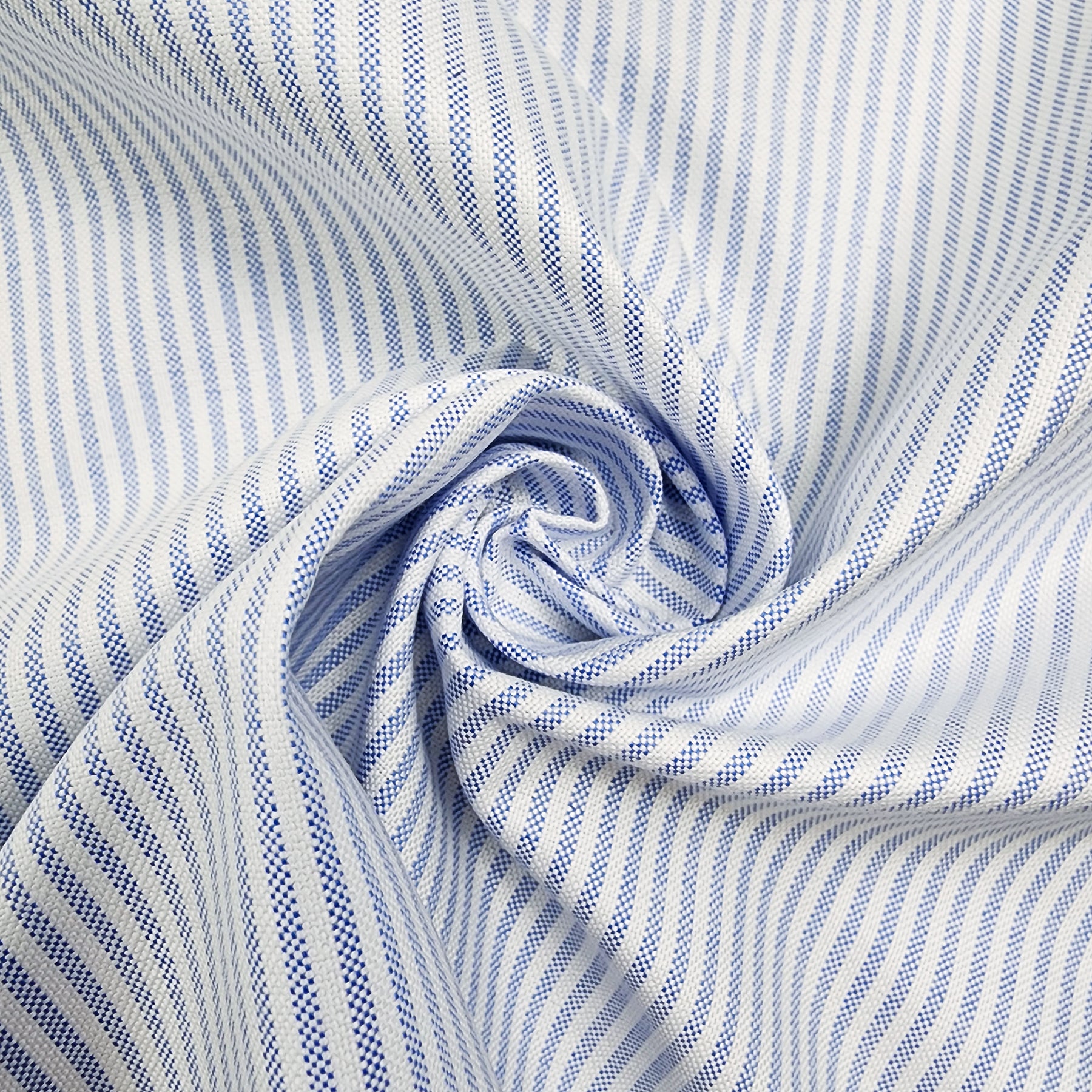 Light Blue Stripe Oxford Cotton Shirting Swirled