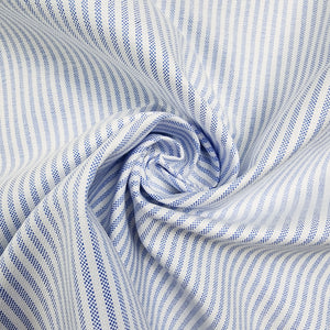 Light Blue Stripe Oxford Cotton Shirting Swirled