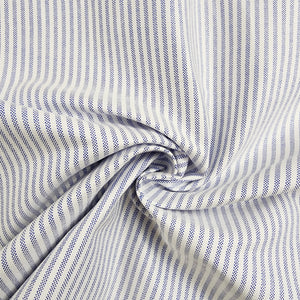 Medium Blue Stripe Oxford Cotton Shirting Swirled