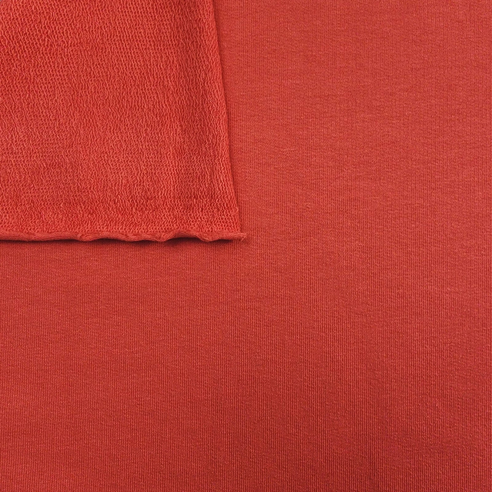 Solid Coral Cotton Spandex French Terry Swirled
