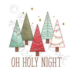 Tonal Red Olive Seafoam and Cream Christmas Tree Oh Holy Night Panel, Christmas Cookie by Krystal Winn Designs for CLUB Fabrics