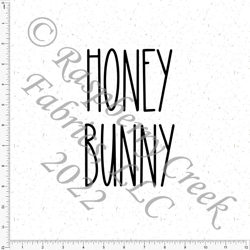 Black and White Textured Honey Bunny Panel, Cottage Core by Bri Powell for CLUB Fabrics