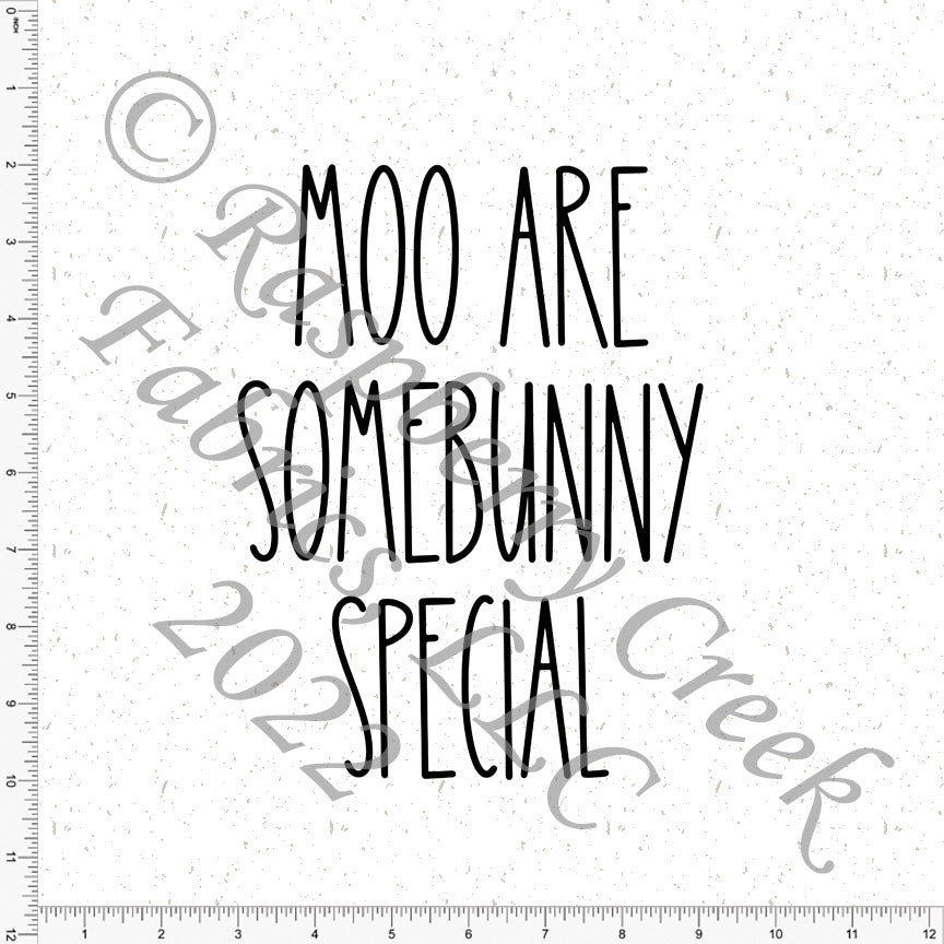 Black and White Textured Moo Are Somebunny Special Panel, Cottage Core by Bri Powell for CLUB Fabrics