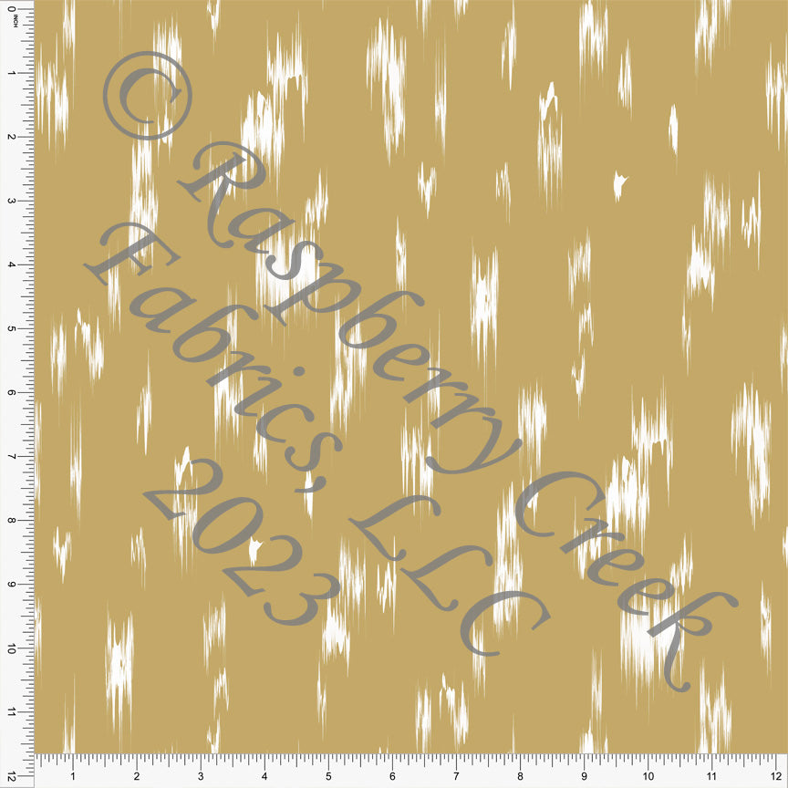 Dusty Mustard and White Abstract Brush Stroke Print Stretch Crepe, CLUB Fabrics
