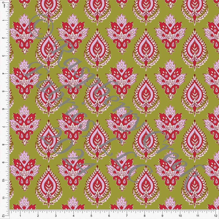 Deep Citron Magenta and Pink Geometric Block Print Stretch Crepe, CLUB Fabrics