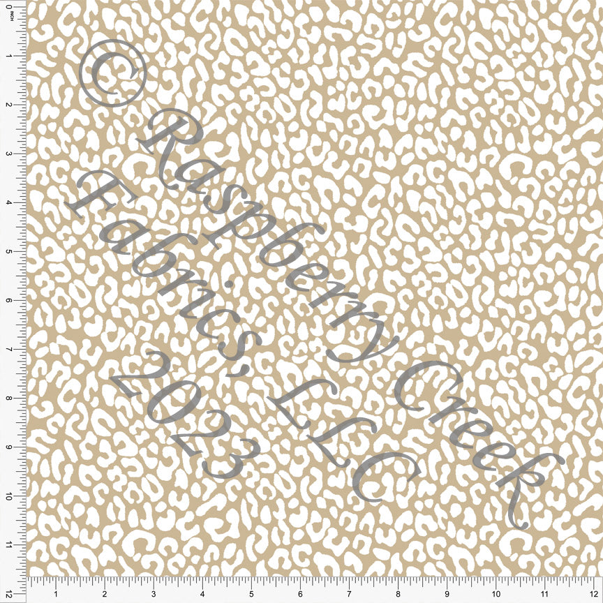 Khaki and White Animal Print Stretch Crepe, CLUB Fabrics
