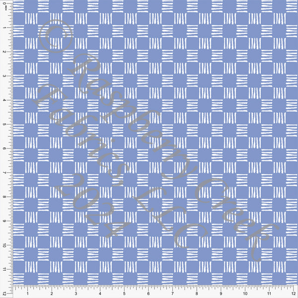 Periwinkle and White Crosshatch Checker Print Fabric, Summer Basics