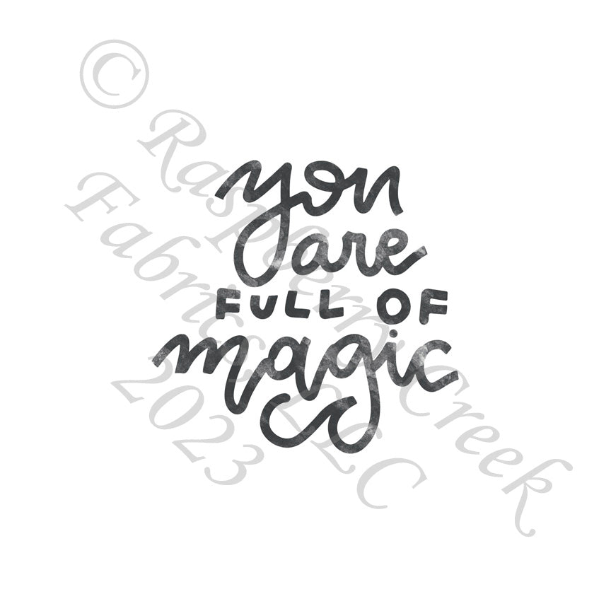 Textured Charcoal You Are Full of Magic Panel, Cryptid by Bri Powell for CLUB Fabrics