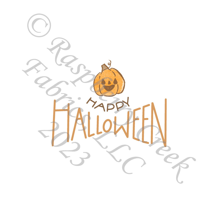 Tonal Brown and Orange Happy Halloween Pumpkin Panel, Cryptid by Bri Powell for CLUB Fabrics