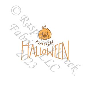 Tonal Brown and Orange Happy Halloween Pumpkin Panel, Cryptid by Bri Powell for CLUB Fabrics
