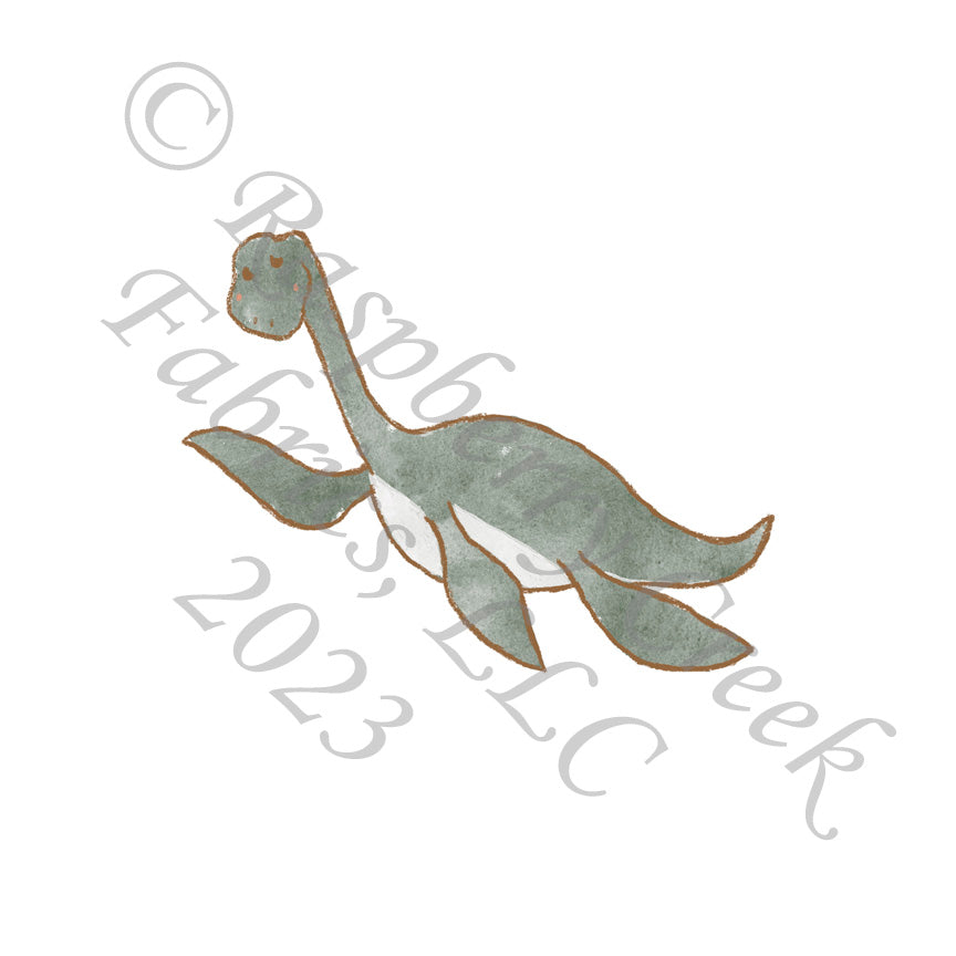 Light Hunter Green and Brown Nessie Panel, Cryptid by Bri Powell for CLUB Fabrics