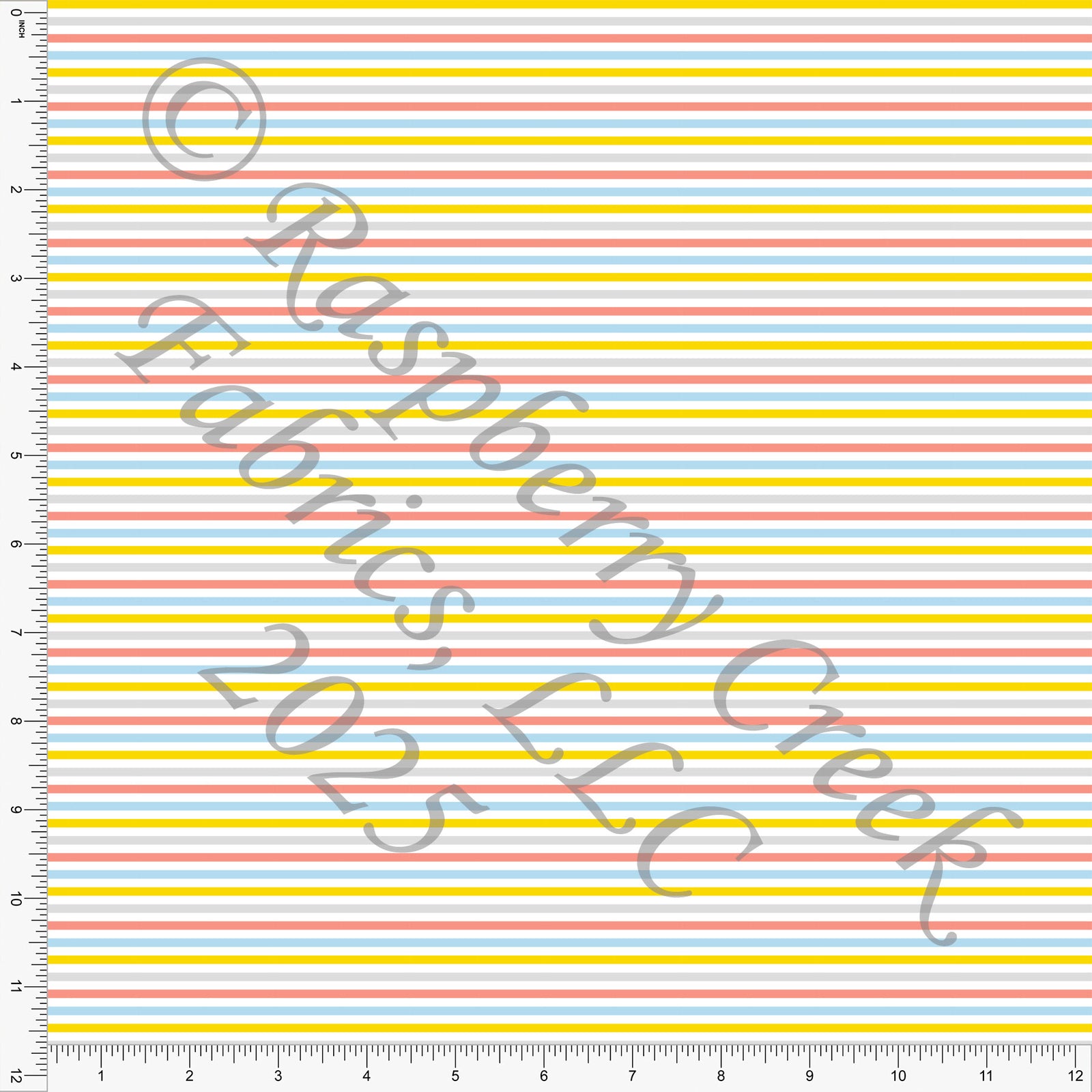 Yellow Coral Light Blue Grey Multi Stripe BP Hop Into Spring Diana Rammell CLUB Fabrics