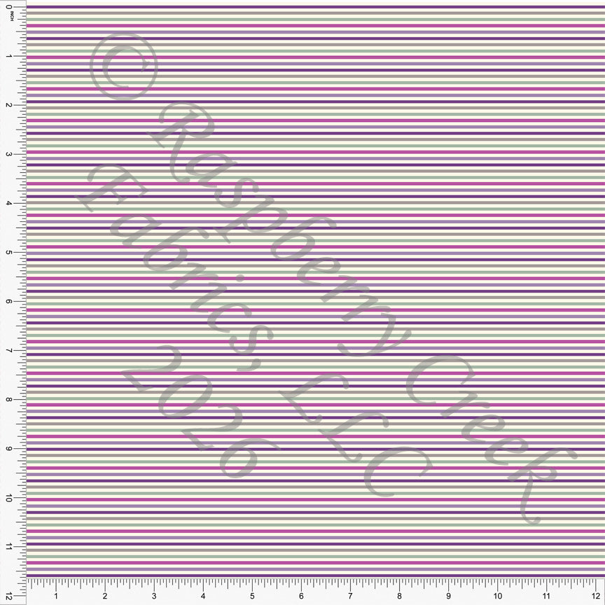 Tonal Purple Grey Green Cream Micro Stripes Fabric, Quiet Spring by Diana Rammell for CLUB Fabrics