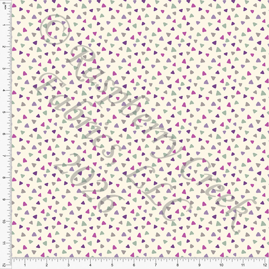 Tonal Purple Grey Green Cream Triangles Fabric, Quiet Spring by Diana Rammell for CLUB Fabrics