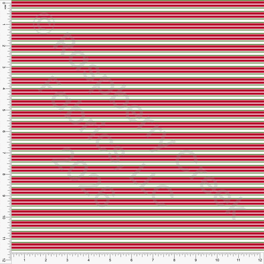 Red Green Mini Multi Stripe, Christmas Whimsy by Diana Rammell for CLUB Fabrics