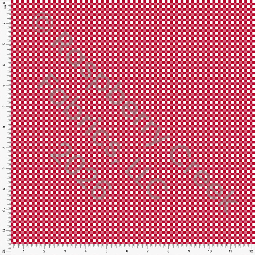 Red Mini Gingham, Christmas Whimsy by Diana Rammell for CLUB Fabrics