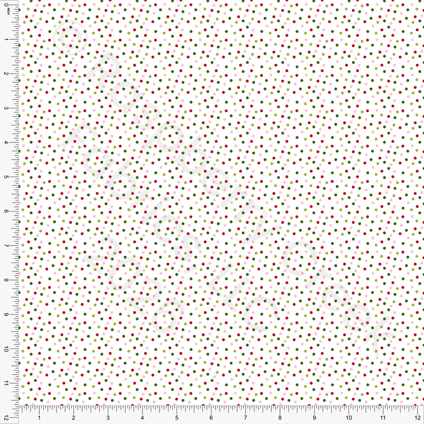 Red Pink Green Mini Multi Dot, Christmas Whimsy by Diana Rammell for CLUB Fabrics