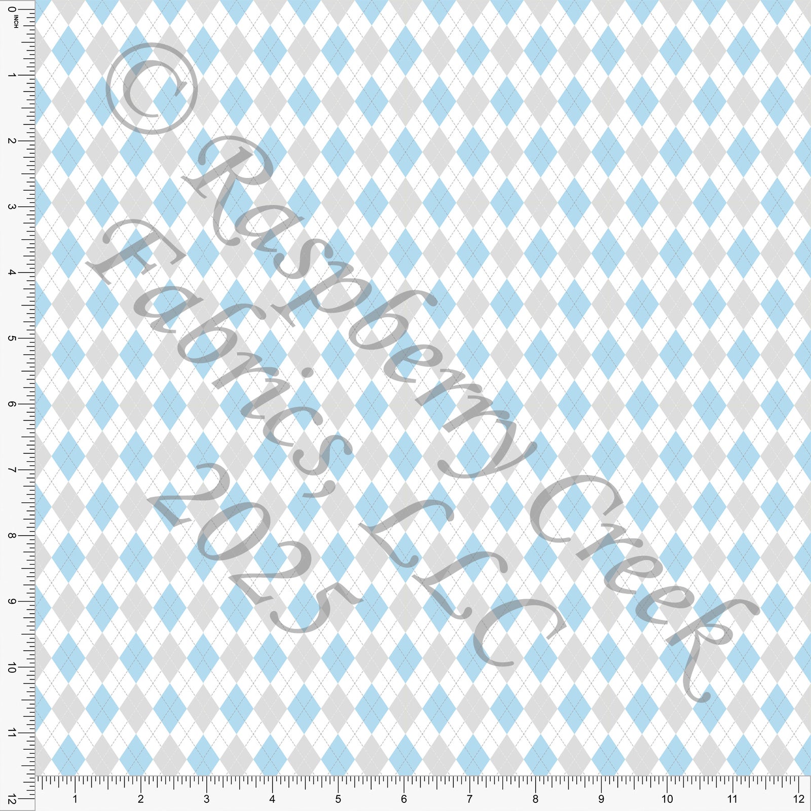 Light Blue Light Grey Argyle Hop Into Spring Diana Rammell CLUB Fabrics