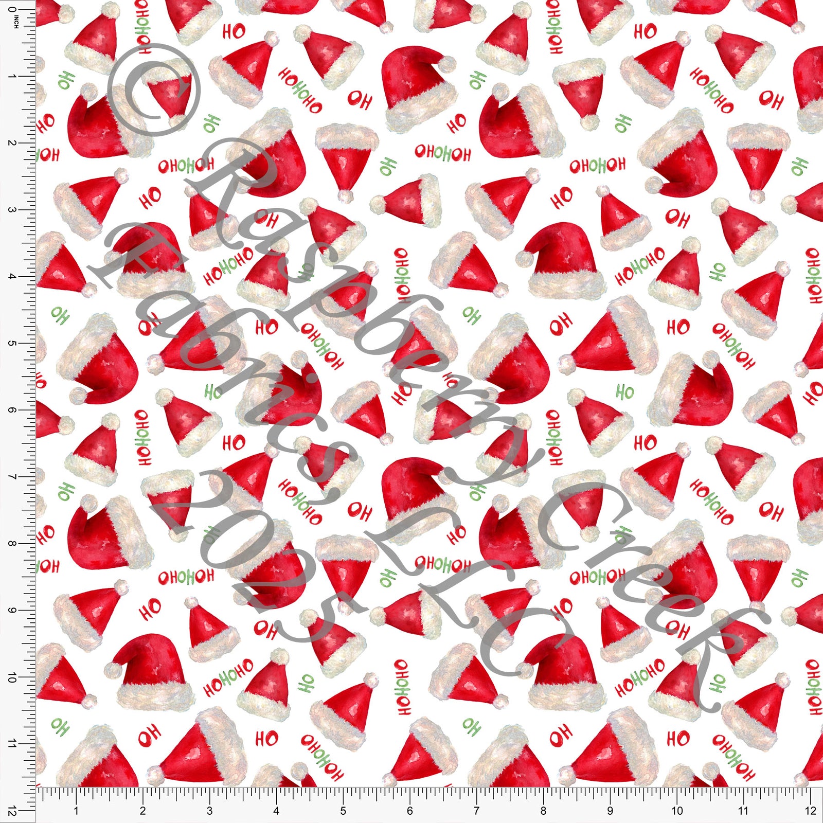 Santa Hats Red Grey Green Traditional by Diana Rammell for Christmas 2025 CLUB Fabrics