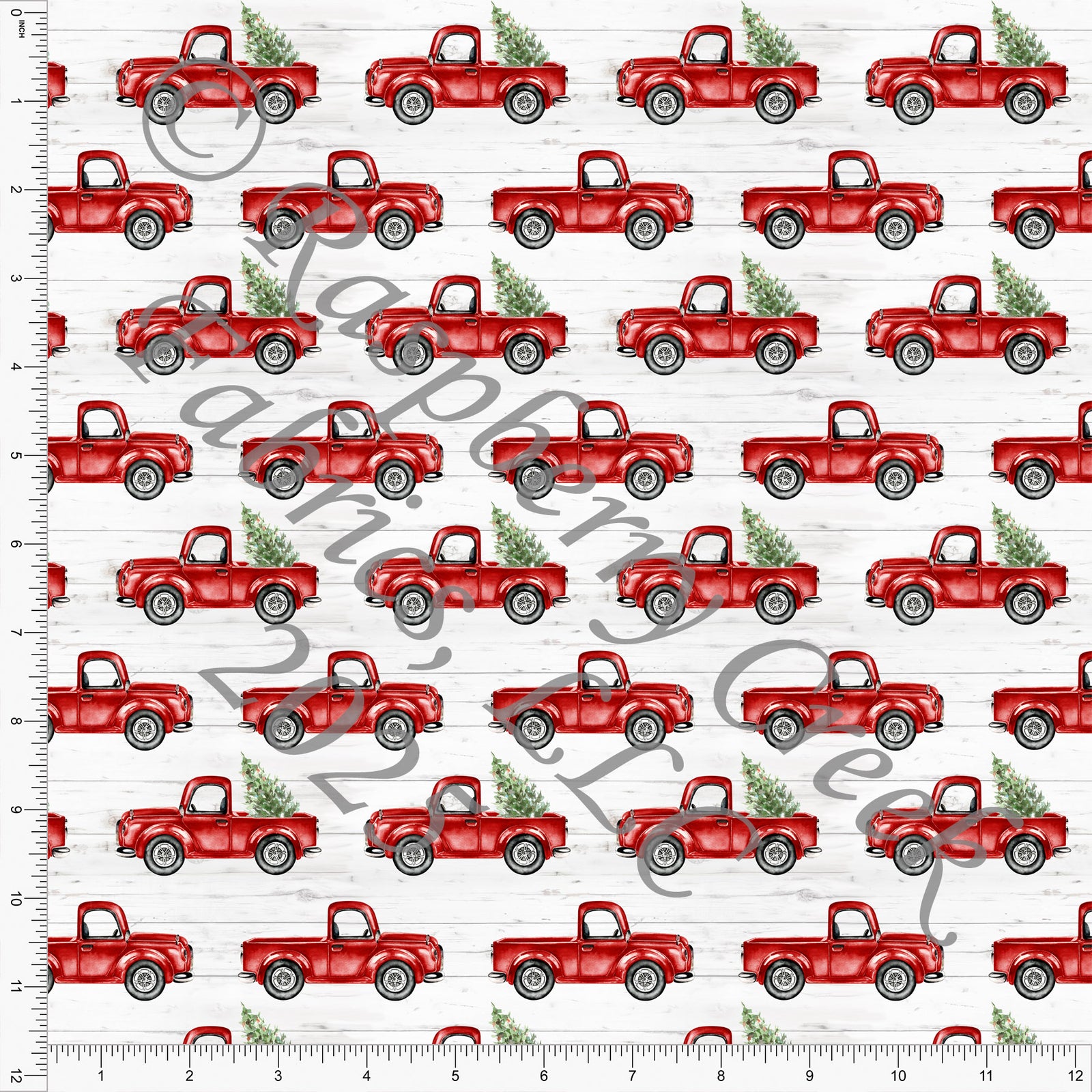 Vintage Trucks Red Gray Green Traditional by Diana Rammell for Christmas 2025 CLUB Fabrics
