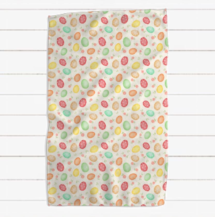 Yellow Green Pink and Cream Easter Egg Waffle Towel