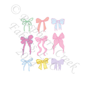 Pink Blue Yellow Purple and Green Bow  Panel, Egg Hunt by Bri Powell for CLUB Fabrics