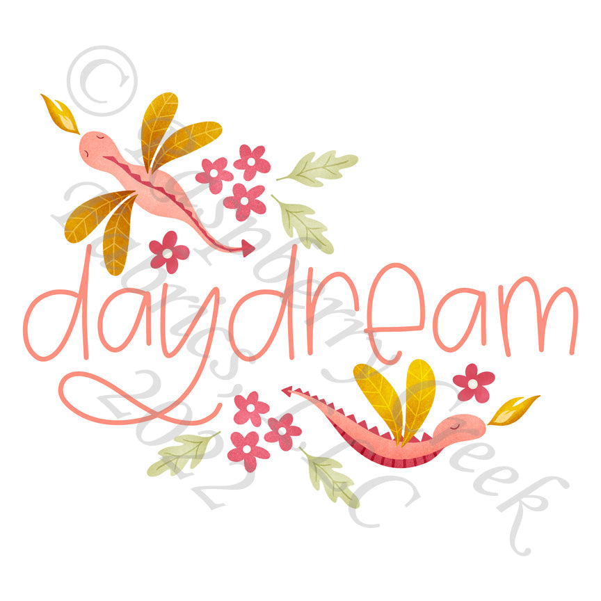Coral Salmon Light Green and Yellow Daydream 'Dragon'fly Panel, Enchanted by Krystal Winn Design for CLUB Fabrics