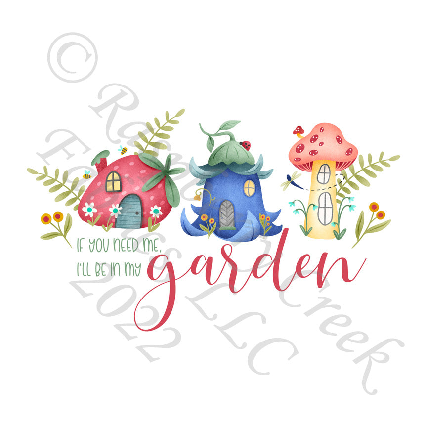 Azure Blue Red Sage Yellow and Salmon If You Need Me I'll Be In My Garden Panel, Enchanted by Krystal Winn Design for CLUB Fabrics