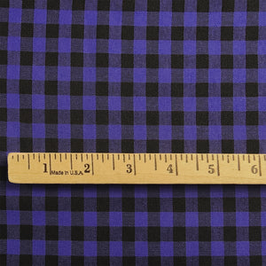Blue and Black Small Buffalo Check Flannel Shirting with ruler