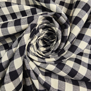 Black and Cream Small Buffalo Check Flannel Shirting Swirled