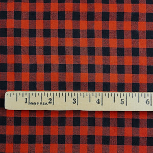 Red and Black Small Buffalo Check Flannel Shirting with Ruler