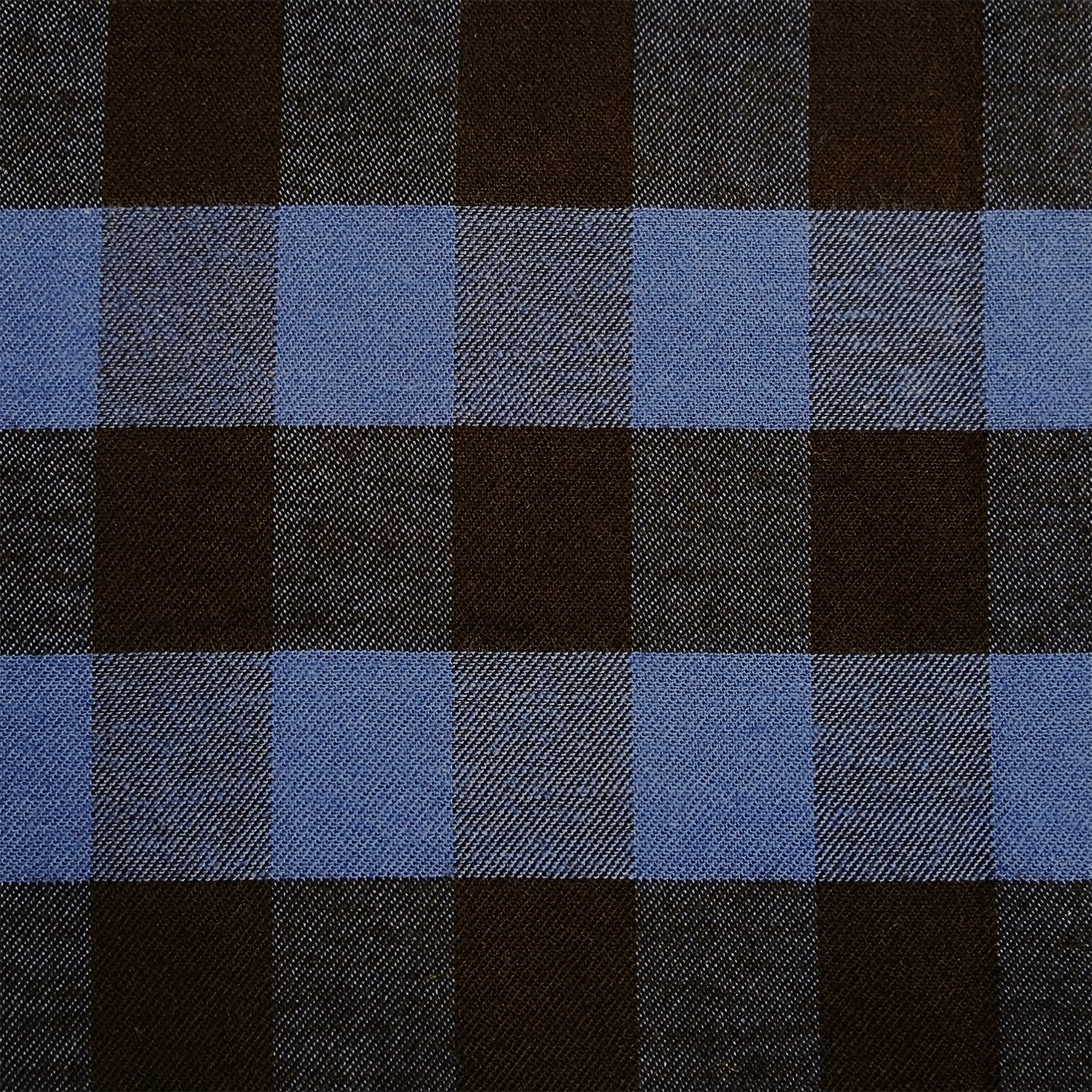 Blue and Black Buffalo Check Flannel Shirting