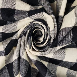 Black and Cream Buffalo Check Flannel Shirting Swirled