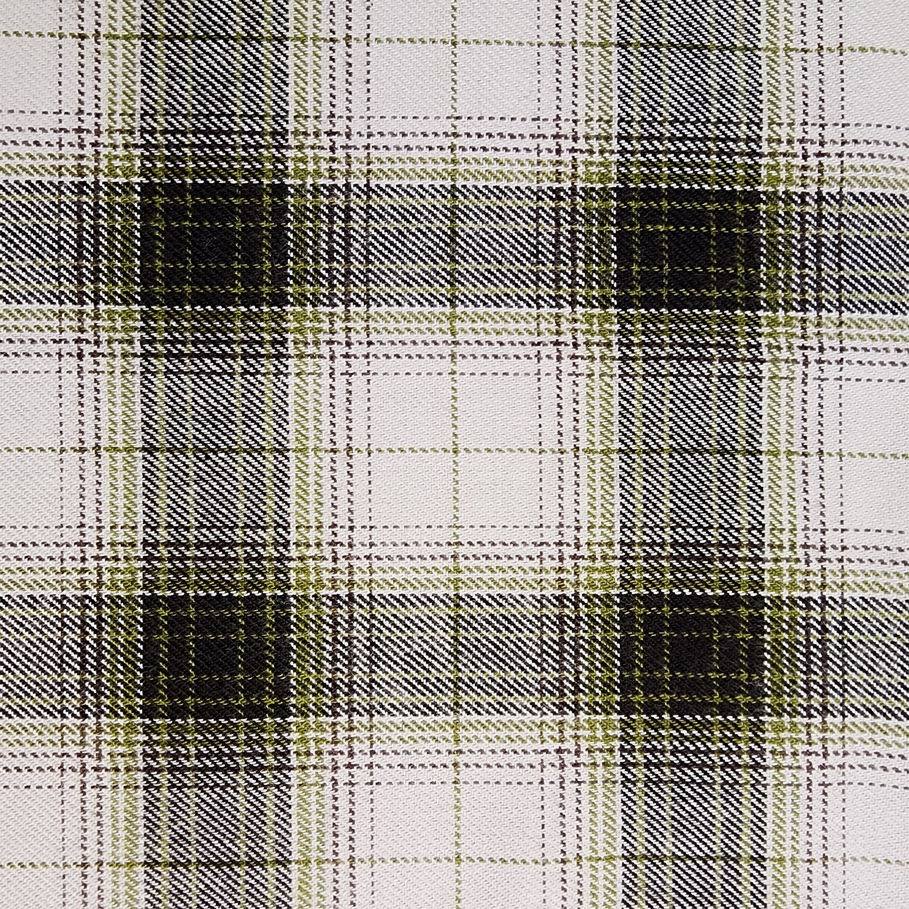 Black, Olive Green, and Grey Plaid Flannel Shirting