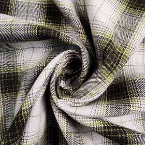 Black, Olive Green, and Grey Plaid Flannel Shirting Swirled