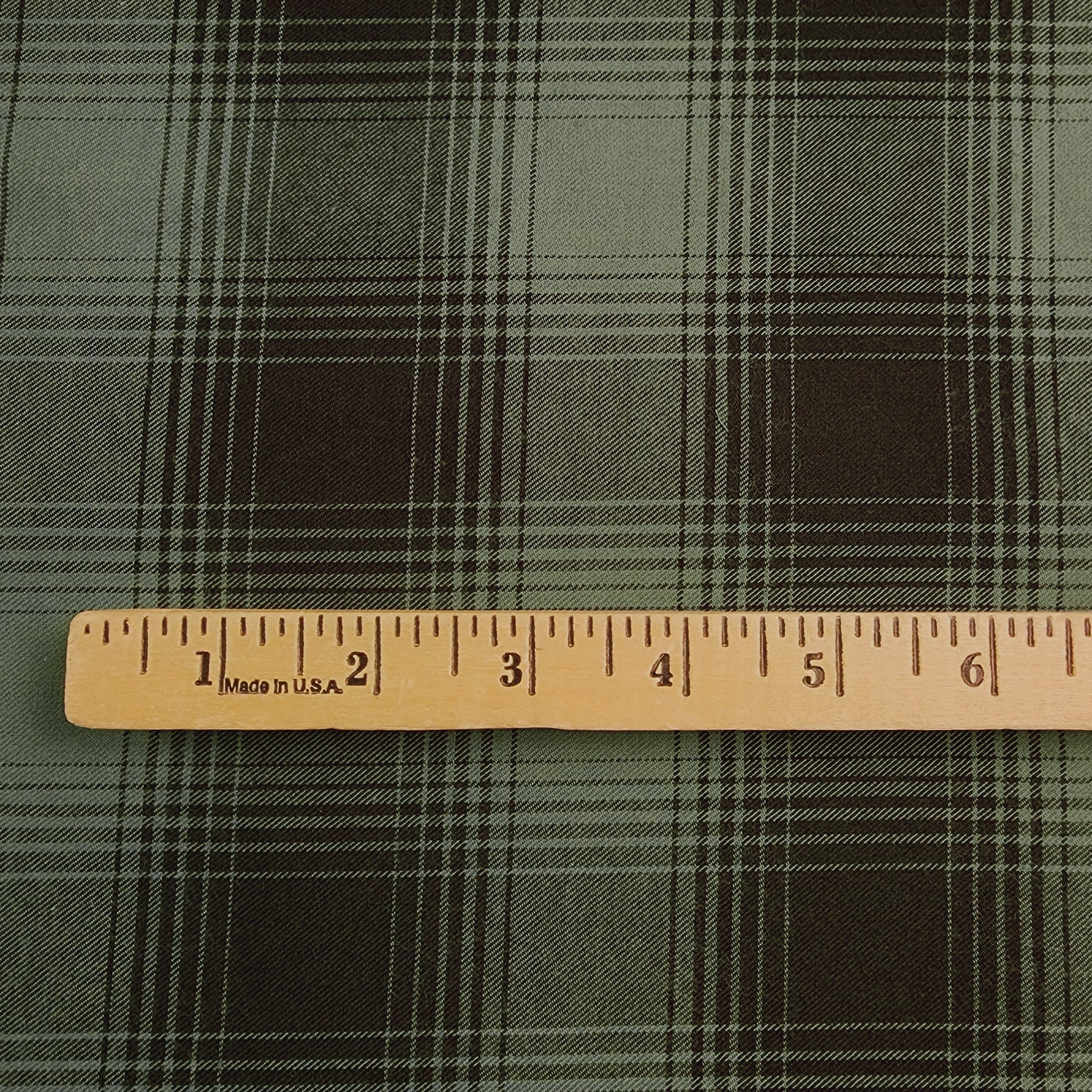 Black and Green Plaid Flannel Shirting with Ruler
