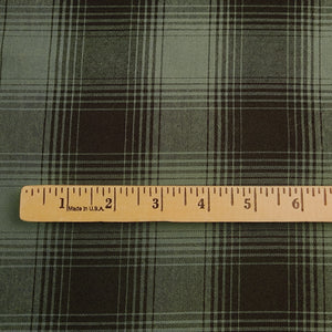 Black and Green Plaid Flannel Shirting with Ruler