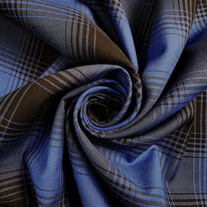 Blue and Black Plaid Flannel Shirting Swirled