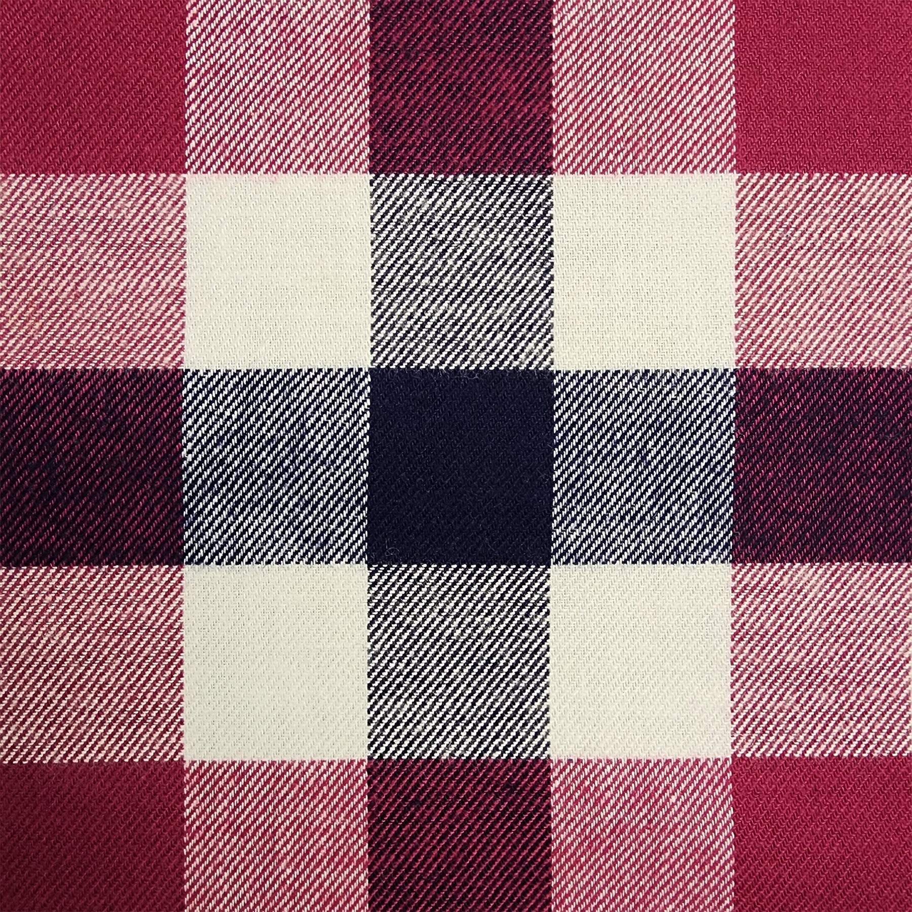 Red, Navy, and White Buffalo Check Flannel Shirting 