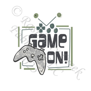 Tonal Sage Deep Teal and Grey Game On Panel, Gamer by Elise Peterson for CLUB Fabrics