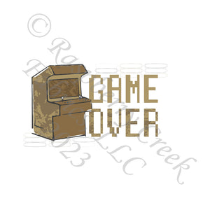 Tonal Brown and Grey Game Over Panel, Gamer by Elise Peterson for CLUB Fabrics