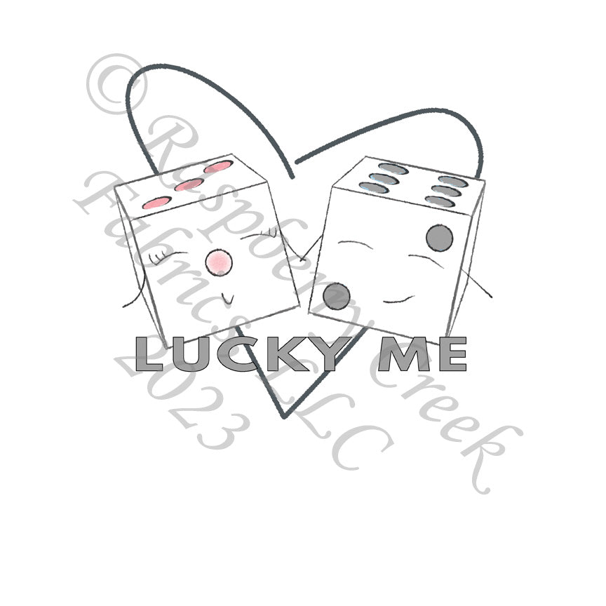 Dusty Pink and Grey Lucky Me Dice Panel, Game of Love by Elise Peterson for CLUB Fabrics
